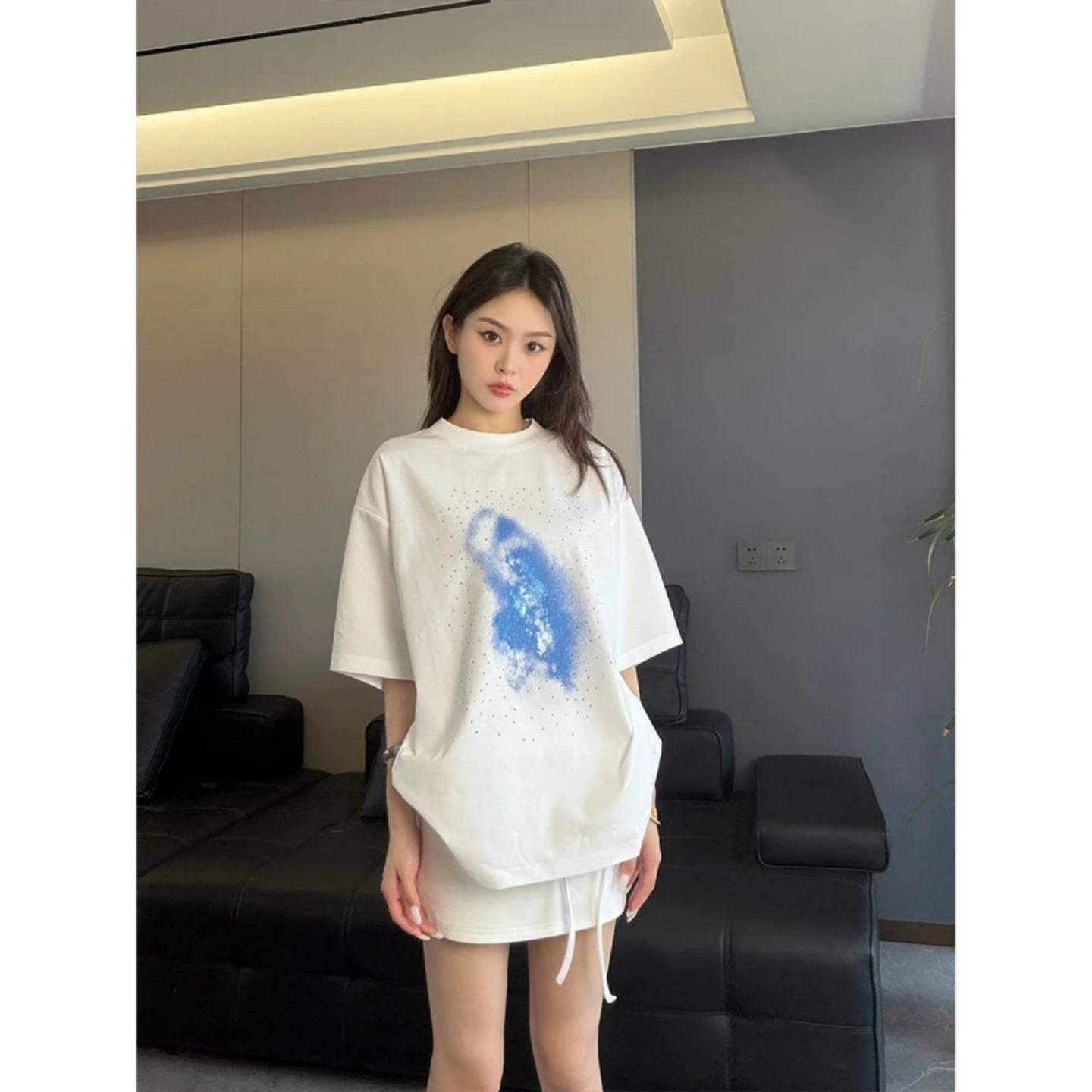 宽松透气休闲潮流短袖T恤美式复古风痞帅蝙蝠袖夏季新款印花上衣