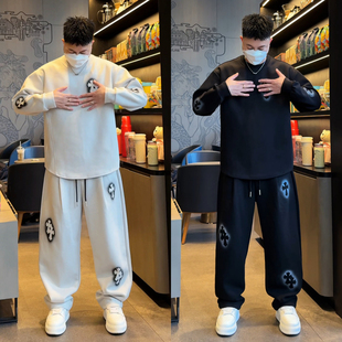 直播间同款 卫衣卫裤 秋季 男女同款 休闲运动套装 慵懒风简约时尚