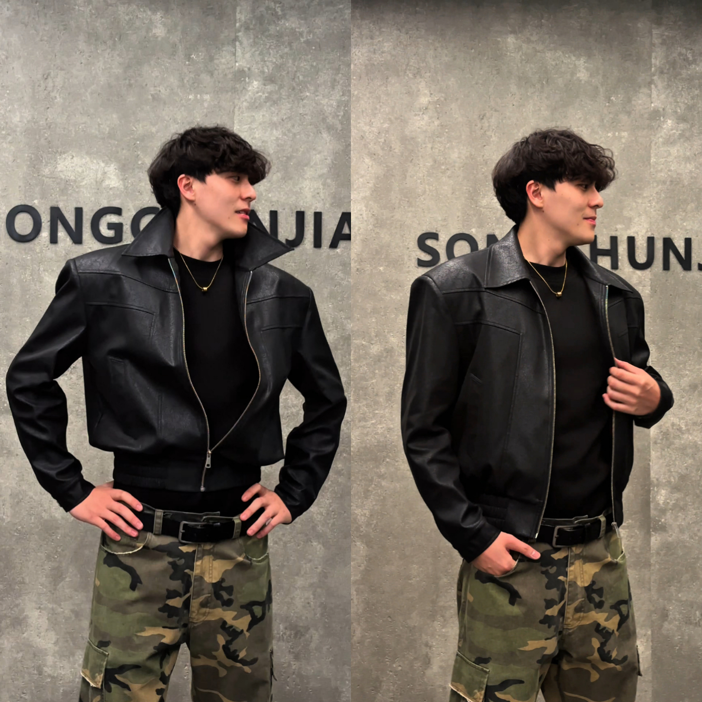 秋季美式复古翻领皮衣夹克