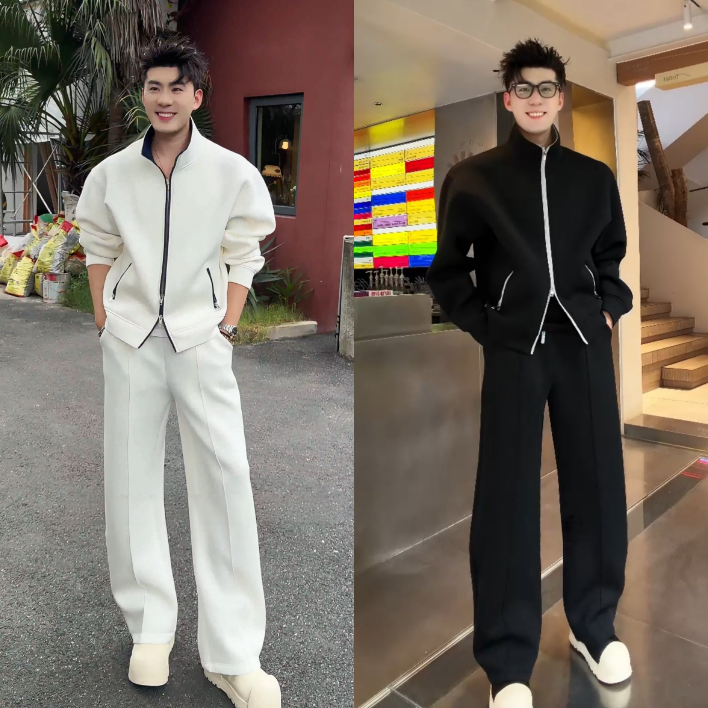 男外套宽松长裤时尚套装休闲穿搭