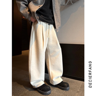 男慵懒风软糯百搭休闲加绒弯刀长裤 冬季 高品质定制面料垂感休闲裤