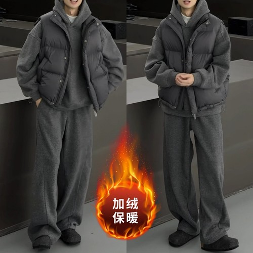 冬季重磅加绒卫衣套装情侣款