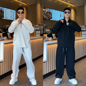 秋季高品质男士时尚套装半拉链设计款卫衣运动休闲裤高级感百搭潮