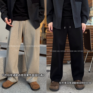 秋季 休闲裤 韩系潮牌重磅卫裤 百搭慵懒风垂感弯刀裤 男士 直播间同款