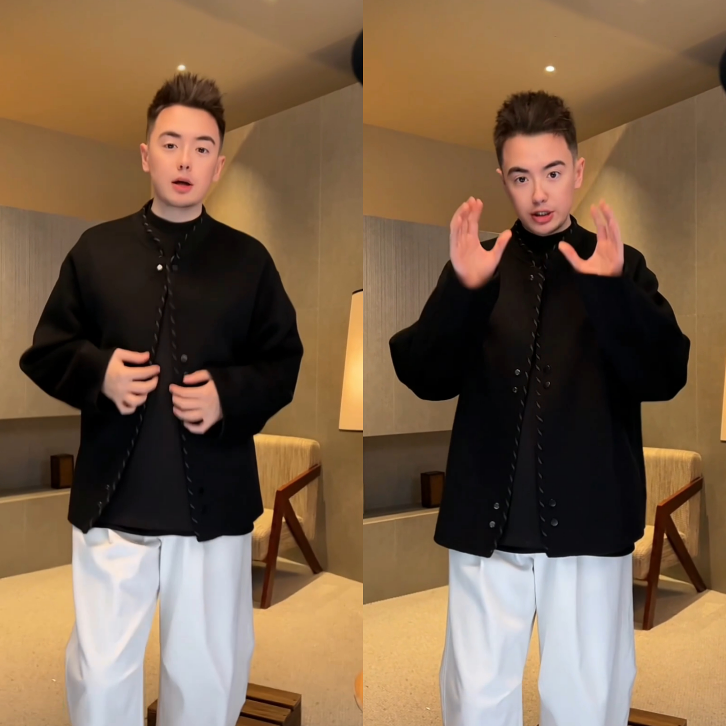 秋季简约韩式休闲风纯色开衫男潮牌纽扣外套小众设计感高级感夹克