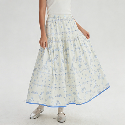 Bruland“蓝花漾春序”半身裙女