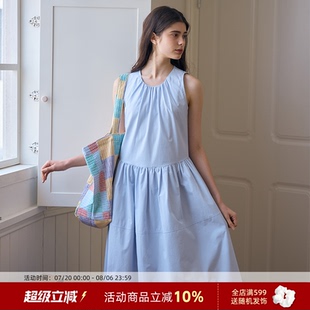 温柔甜美风背心连衣裙宽松遮肉显瘦简约百搭无袖 Bruland A字长裙