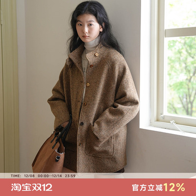 法式复古短款羊毛呢大衣