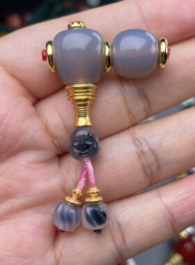 原矿烟紫奶奶灰色系顶珠12mm三通12mm背云弟子珠套组