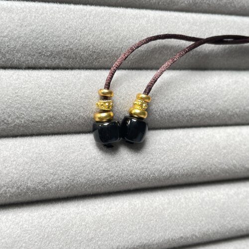 原矿黑玛瑙弟子珠手串手持108三通收尾文玩菩提配饰尺寸7mm