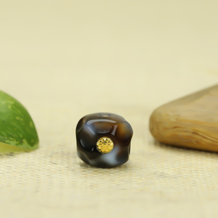 珠改虎牙玉化无相奶酪镶嵌24K太阳花金标10.5mm可配顶珠腰珠配珠