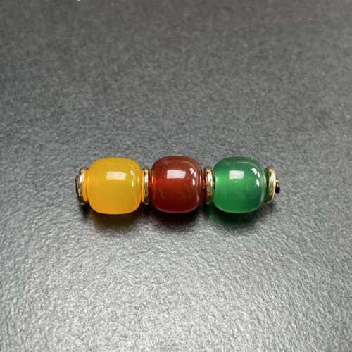 原矿红绿灯玛瑙老型7mm9mm文玩菩提配饰顶珠腰珠配珠三连珠