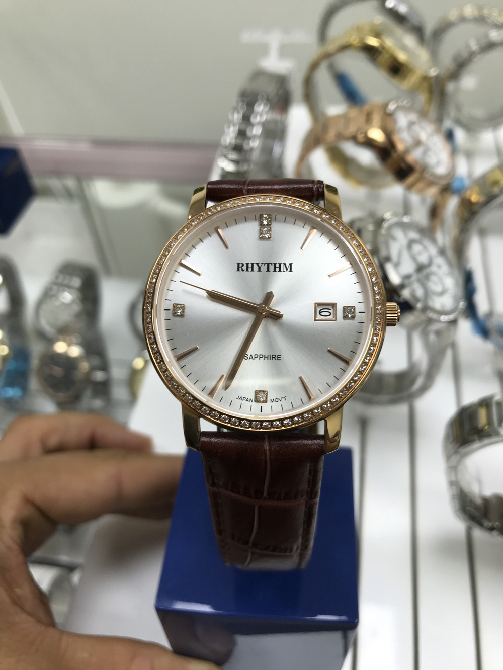 rhythm男士石英表不锈钢带日本原装进口