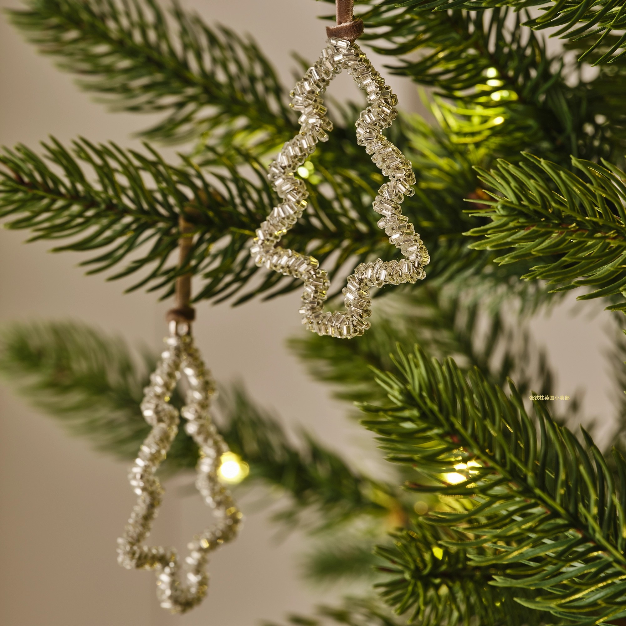 The white company英国代购进口圣诞节银色迷你圣诞树小饰品挂件