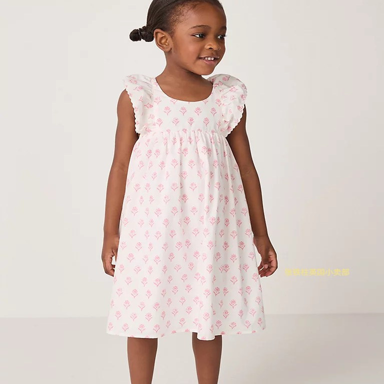 The white company英国代购女童纯棉连衣裙1岁半-6岁外穿亲肤新款