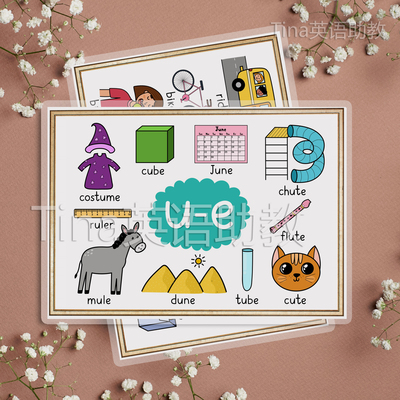 phonics自然拼读卡片14张