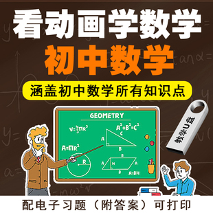 初中数学视频教程U盘789年级看动画学数学同步课程趣味早教学优盘