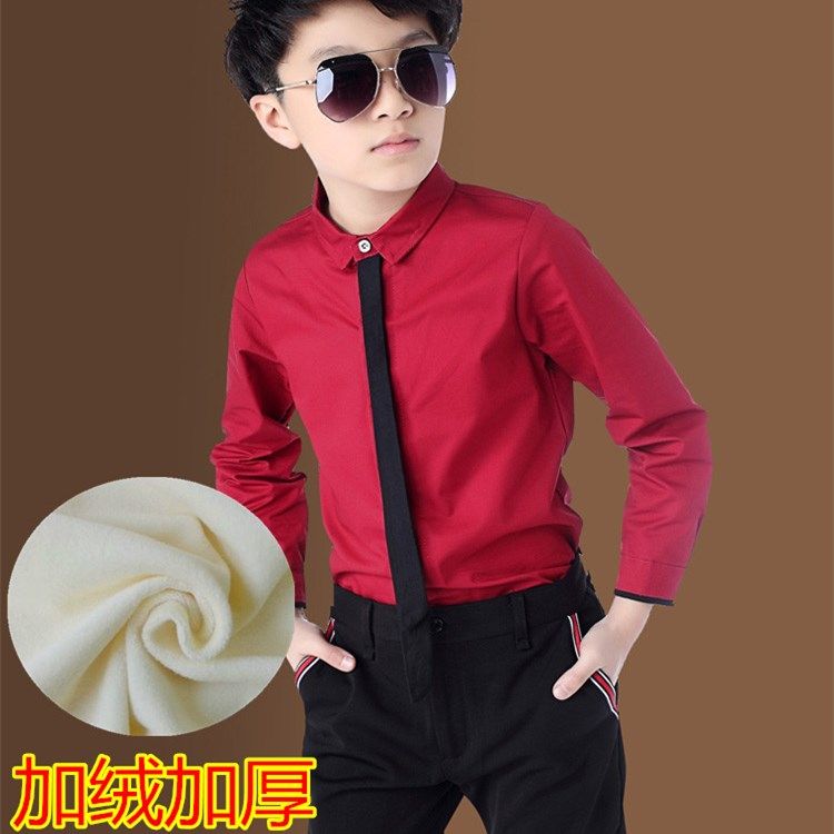 白衬衫学生纯棉加绒加厚秋冬校服