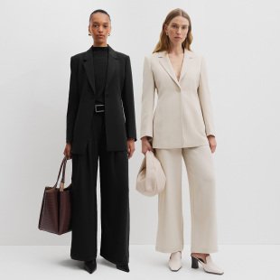 2色 西装 高档日产三醋酸面料简洁优雅垂感纯色中长款 修身