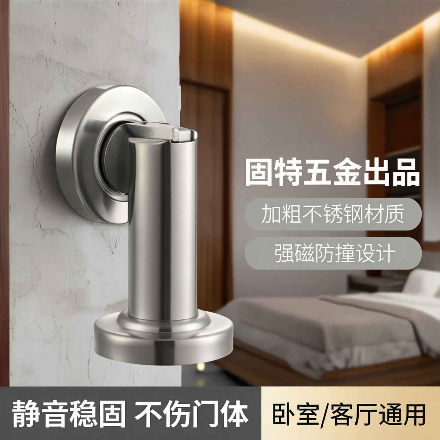 固特五金加粗不锈钢门吸墙吸强磁门碰卧室木门防撞挡门器门档822
