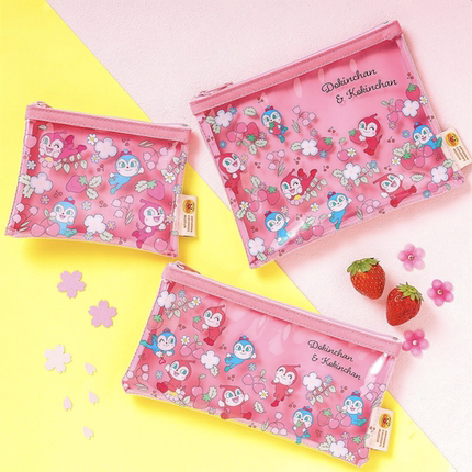 卡通面包超人细菌妹草莓樱桃花朵印花女PVC大小收纳袋化妆包笔袋