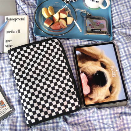 棋盘格复古小众ipad pro平板笔记本电脑包11寸13寸外带便携收纳包