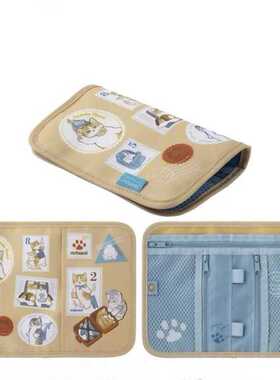 鲨鱼猫卡通印花旅行护照证件卡夹票据现金收纳被包便携防疫包