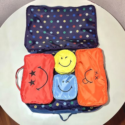 萌趣笑脸印花旅行收纳袋行衣服鞋子整理包内衣裤分类整理袋