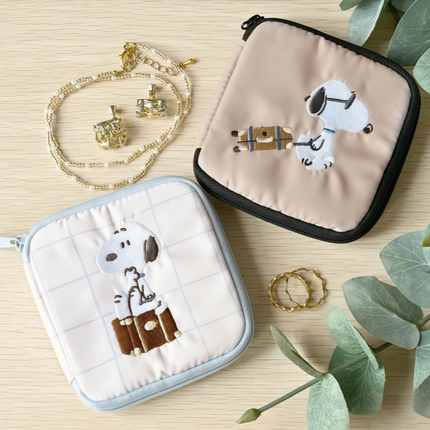 日系卡通可爱方形史努比首饰包化妆包零钱包耳机数据线收纳包