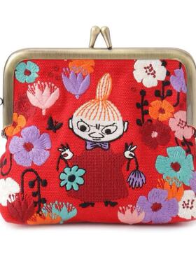 日系卡通姆明刺绣口金包小巧收纳包多功能零钱包可爱口红小包