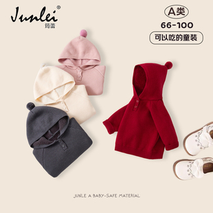 儿童连帽毛衣男女宝宝加绒加厚套头针织衫婴幼童洋气长袖上衣冬季