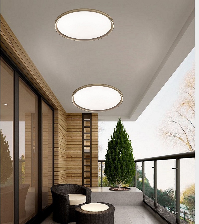 led往事现代极简主卧室吸顶灯航空铝材超薄入户阳台灯具三色变光