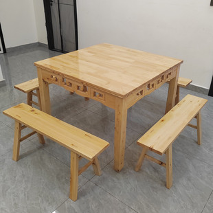 实木餐桌餐椅组合饭店快餐小吃店桌椅面馆烧烤四方桌仿古八仙桌