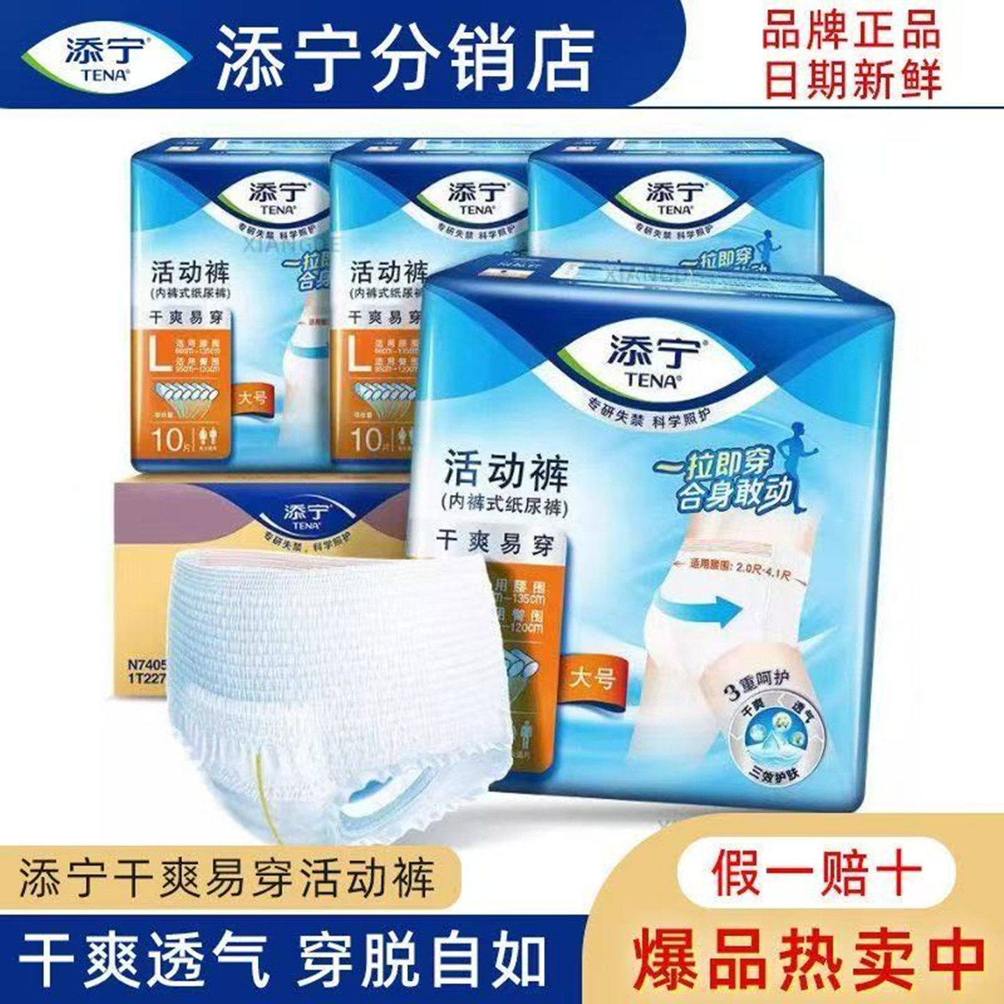 整箱6包成人/老人活动裤尿不湿夏