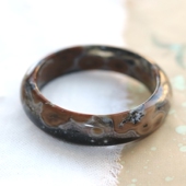 海洋碧玉玛瑙玉石手镯 秋水共长天 圈口58.2 孤品