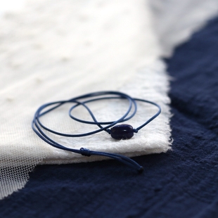 青花未眠 - 老矿青金石吊坠编绳项链 新中式毛衣链 节日礼物