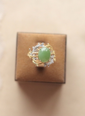 美好应被温柔托举-碧玉纯银戒指