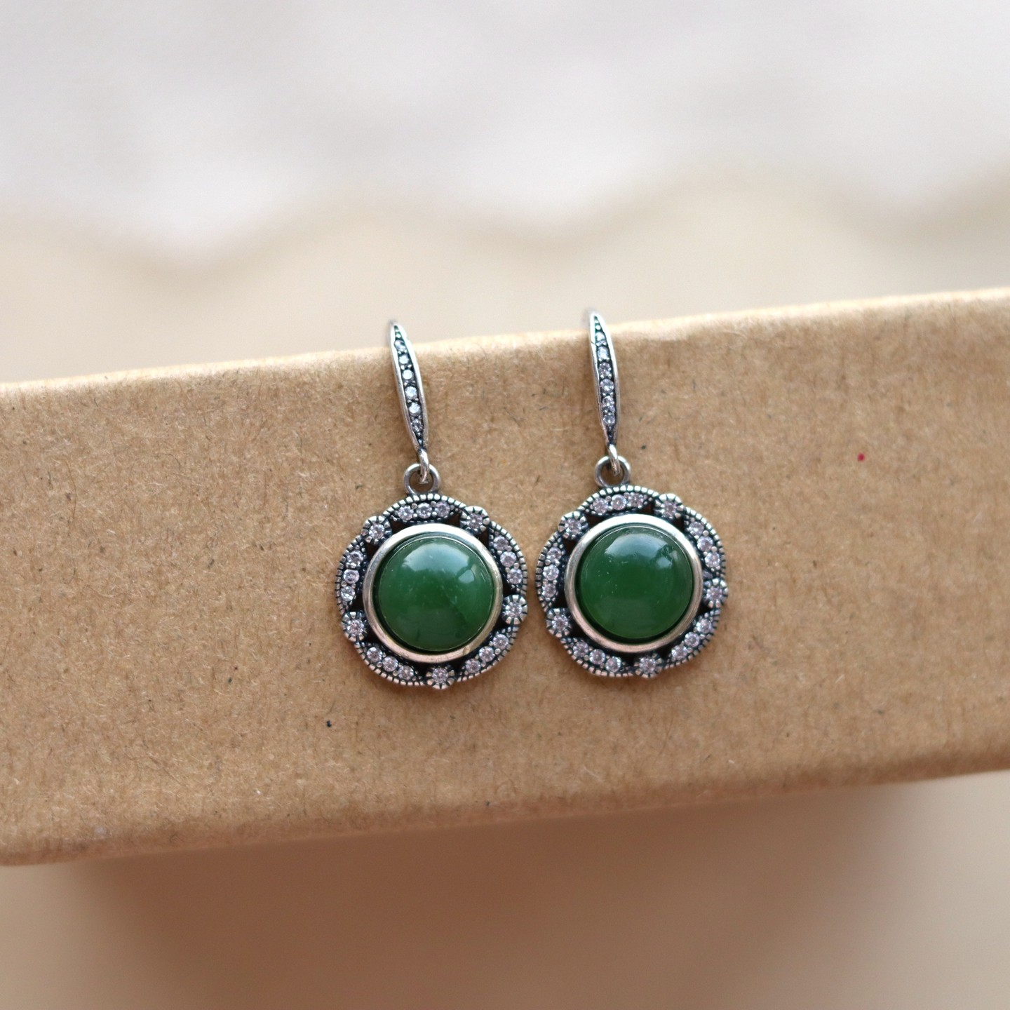 #孤品# 岁月从不败美人 - 天然碧玉s925纯银耳环 新中式新年礼物,珠宝/钻石/翡翠,耳饰,淘宝优惠券,粉丝福利购,淘宝优惠卷