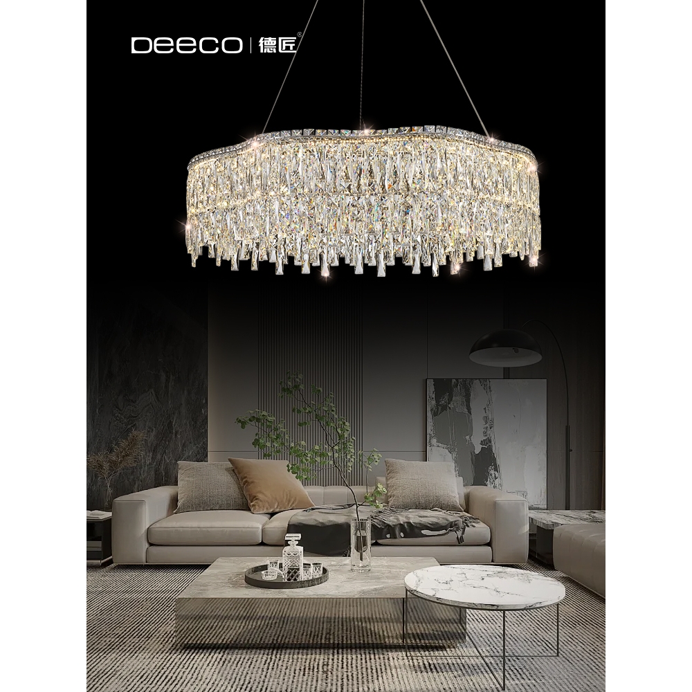 意式轻奢客厅水晶吊灯 豪华大气新款别墅大厅餐厅卧室高级感灯具