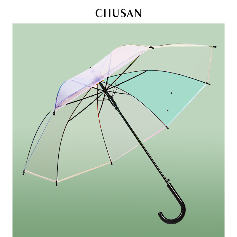 小清新直杆透明雨伞加大加厚网红