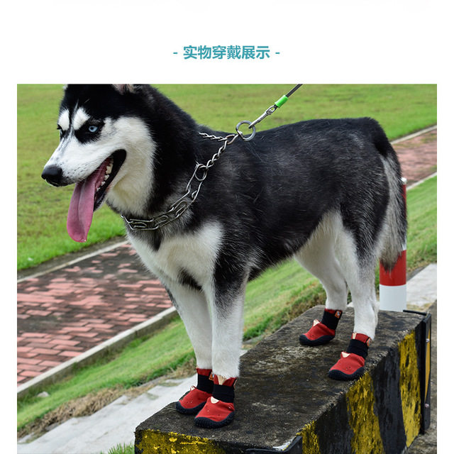 宠物鞋子中大型犬狗狗金毛秋冬脚套柯基法斗户外防滑防水软底不掉