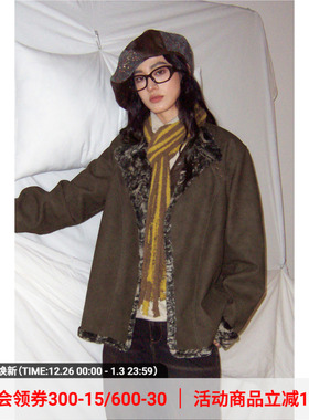 物理少年 小心,易碎系列「水晶猎人」美拉德皮毛一体夹克冬季棉衣