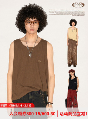 物理少年《男孩儿》系列「暮时唱片」竖条纹肌理logo刺绣背心夏季