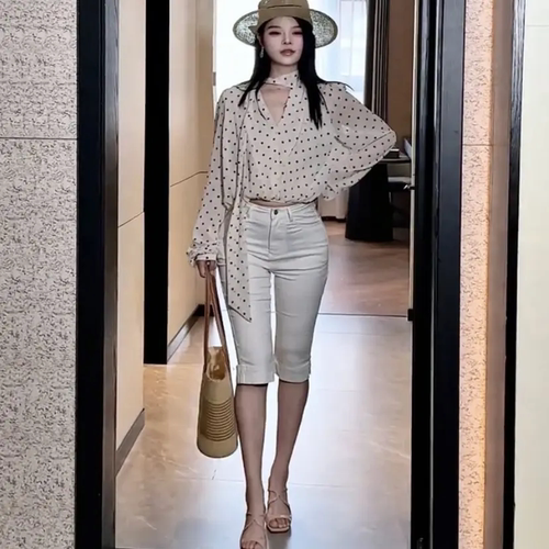 网红夏季6分裤卡普里裤显瘦中腰弹力修身丰胯牛仔裤女休闲小个子