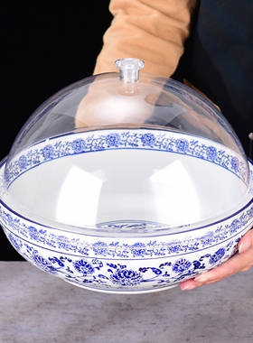 钵钵鸡青花瓷盆超市咸菜坛酱菜卤菜盆明档加厚展示碗商用陶瓷带盖