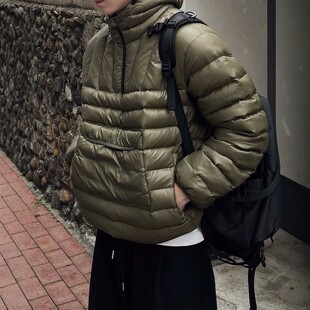 韩国代购WISE男女重工连帽套头设计师压线蓬松饱满棉服外套JK4778