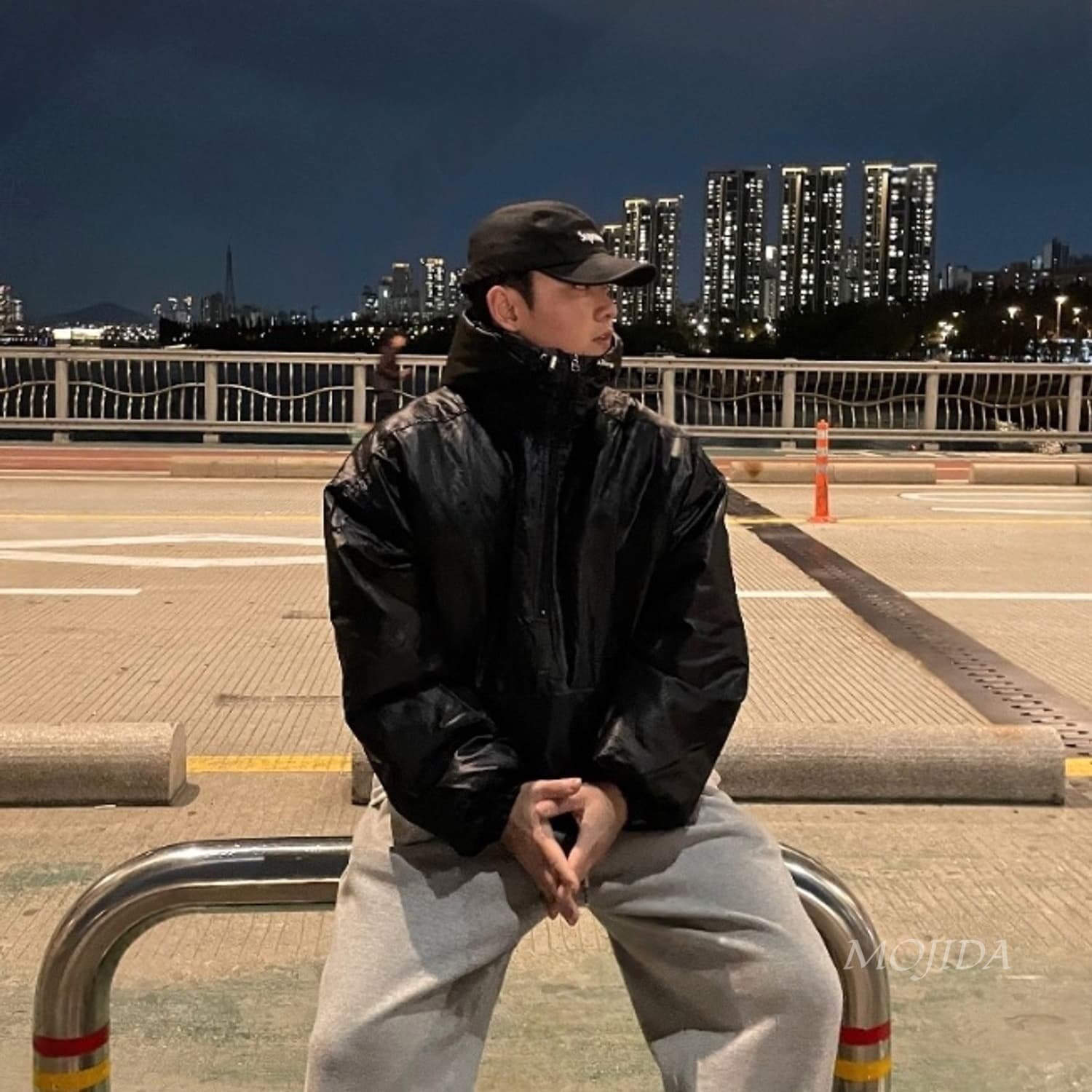 韩国代购男装东大门高品时尚宽松休闲光泽感棉服夹克外套男JK4487