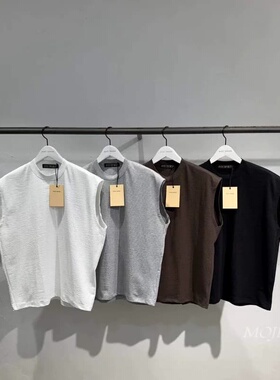 韩国东大门代购AVEC春夏高品百货级设计师坑条无袖T恤背心bTS5630