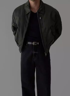 韩国男装代购复古翻领MA-1军事风空军工装棉服夹克外套JK4460