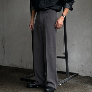魔吉达韩国男装 男PT2599 高品轻奢垂坠感雅痞掐褶阔腿直筒休闲西裤